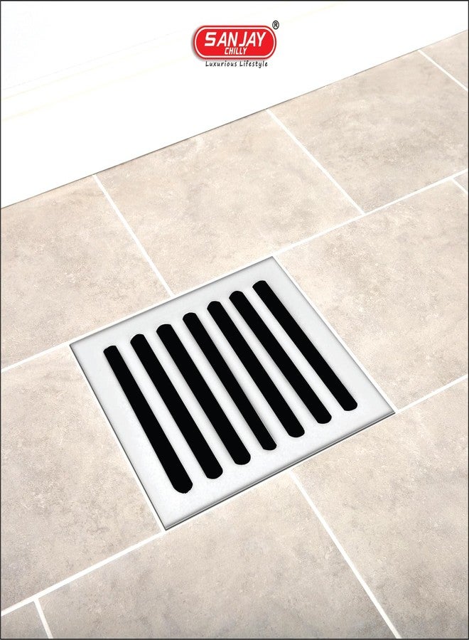 Sanjay Chilly Vertical Gratings Floor Drain for Bathroom Emerald Exclusive 304 Grade Stainless Steel Commercial Drain (5x5 INCH) - Image 2